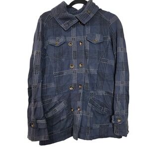 Hurley Womens Plaid Jacket Double Breasted Peacoat Style‎ Small